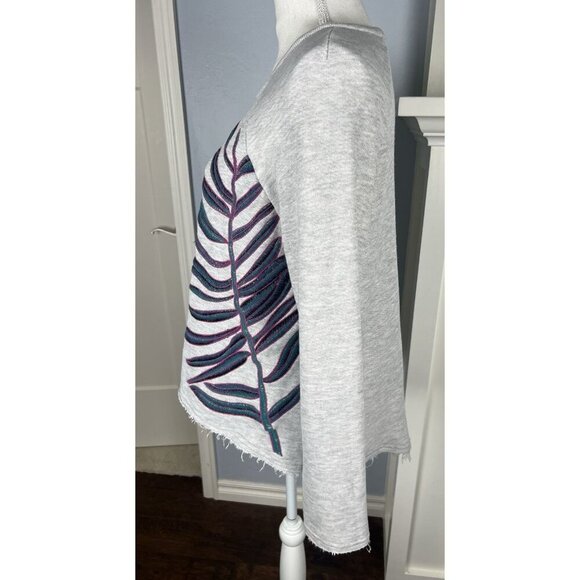 Mara Hoffman Active Embroidered Oversize Raw Hem Pullover Sweatshirt Size Medium - Picture 2 of 10